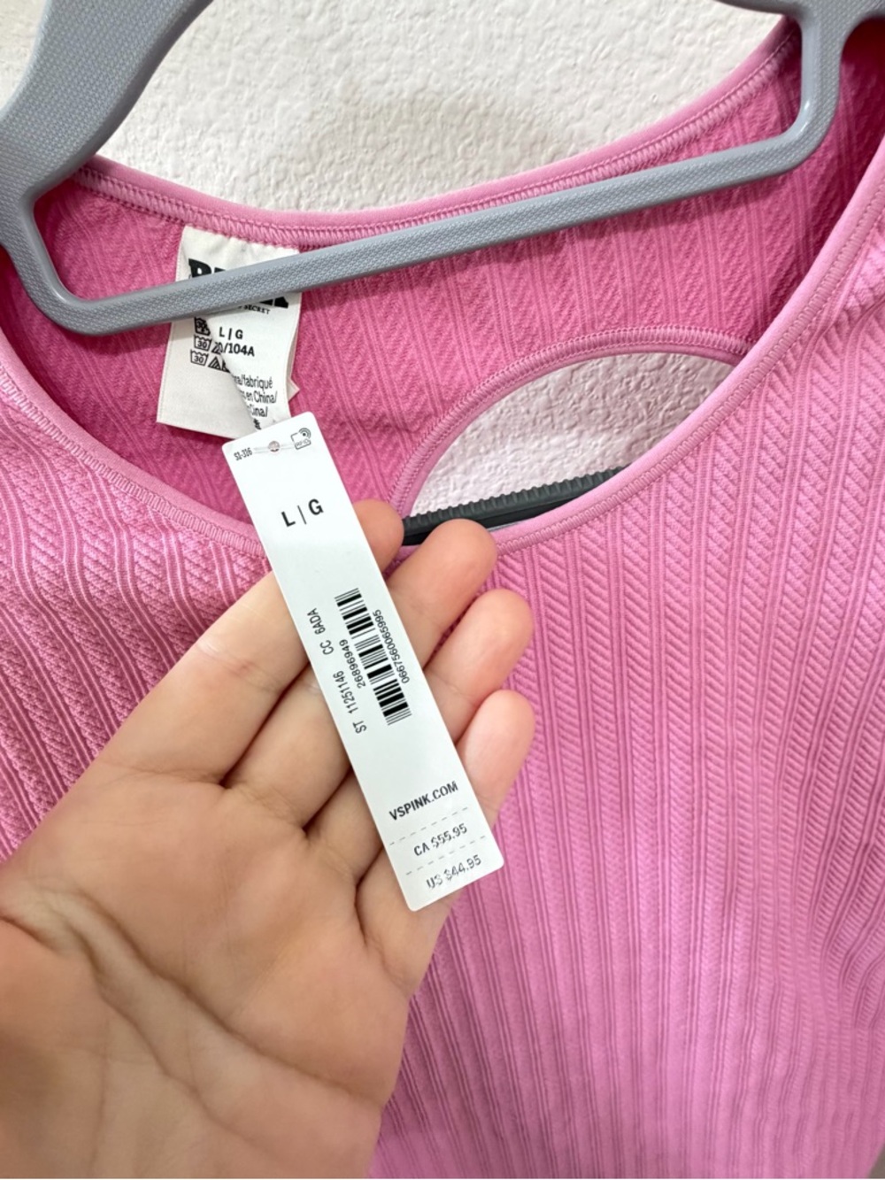 PINK Victoria's Secret Bubblegum Pink Ribbed Long Sleeve Crewneck - Picture 4 of 8